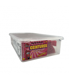 Strawberry Acid Belt gummy candy in bulk packaging