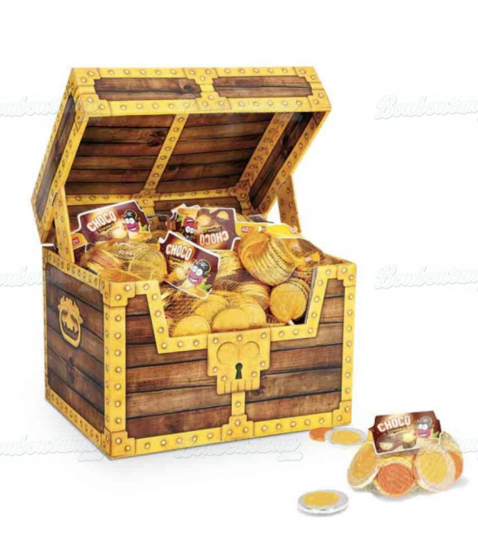 Confiserie chocolat en gros conditionnement Choco Monnaie Coffre Pirate