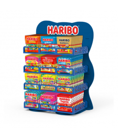 360 Haribo Beutel 40 g + Blau Goldbears Aufsteller aus Holz