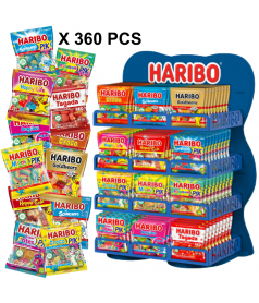 360 Haribo Bags 30 gr + Blue Goldbears Display in wood