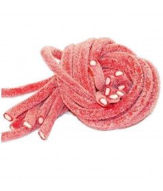 Réglisse rouge torsadée fourrée à la fraise - Fini torsadé fourré - 90 g  par 0,90 €